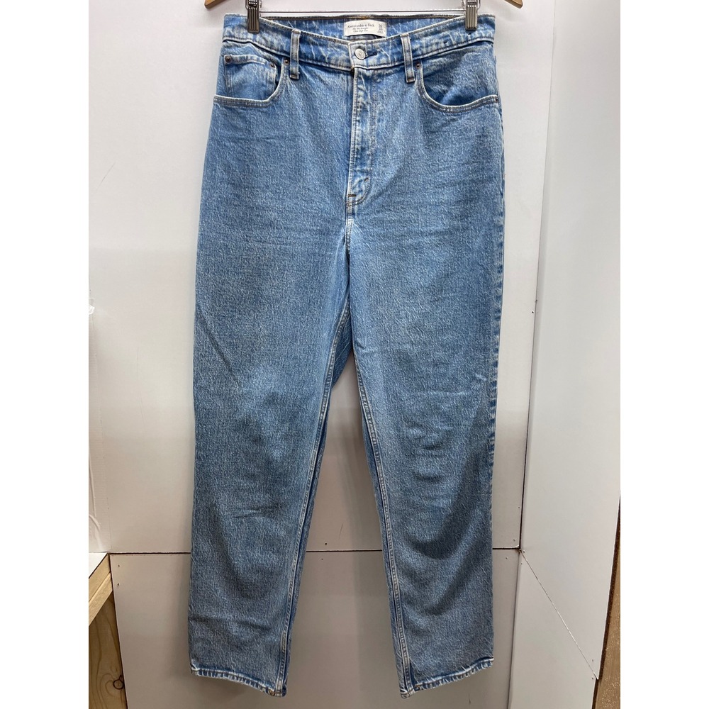 Abercrombie & Fitch Curve Love 90s Straight Ultra High Rise Jeans Blue 30 10R